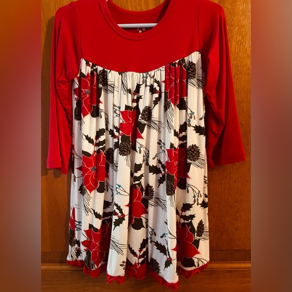 Kickee Pants Other - EUC Kickee Pants 3T Christmas Floral Classic Long Sleeve Swing Dress